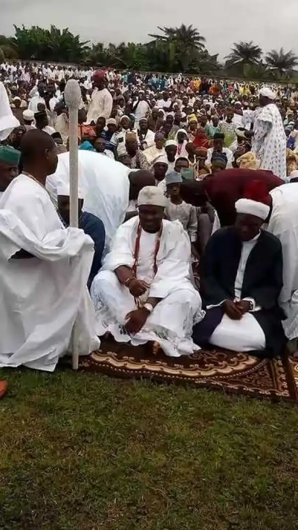 Photos: Ooni of Ife Pictured Praying At Eid Prayer Ground With Muslims